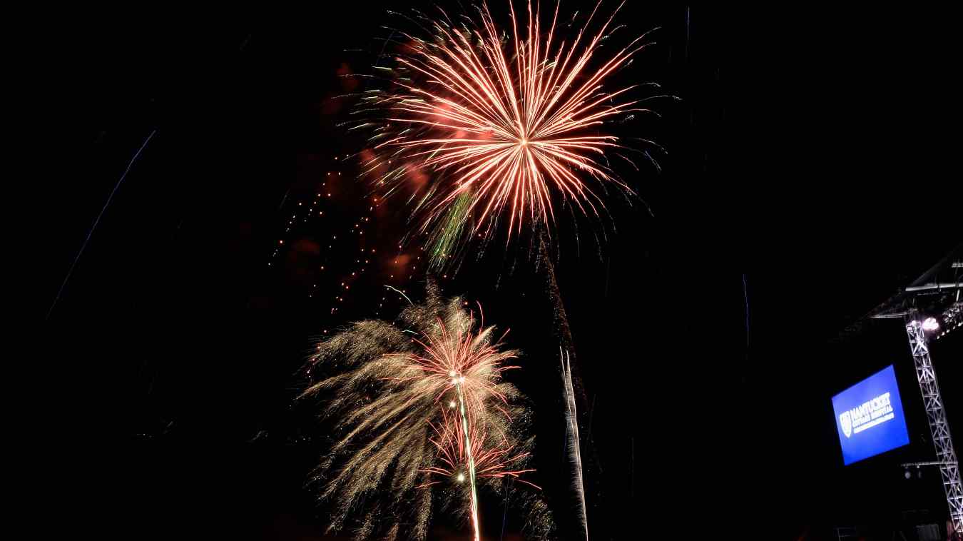 Fireworks display at the Boston Pops On Nantucket Hosted By Real Simple and Coastal Living at Jetties Beach on August 9, 2014 in Nantucket, Massachusetts.