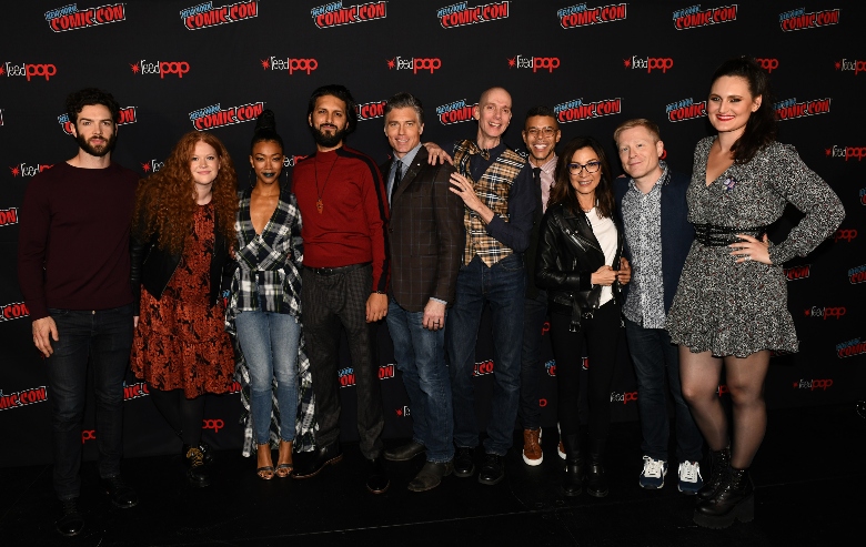 Ethan Peck, Mary Wiseman, Sonequa Martin-Green, Shazad Latif, Anson Mount, Doug Jones, Wilson Cruz, Michelle Yeoh, Anthony Rapp and Mary Chieffo the Star Trek: Discovery panel during New York Comic Con