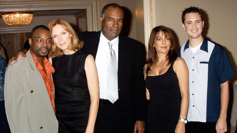 LeVar Burton, Gates McFadden, Michael Dorn, Marina Sirtis and Wil Wheaton attend the National Cable & Telecommunications Association press tour July 12, 2001