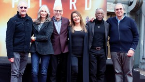 Brent Spiner, Gates McFadden, Sir Patrick Stewart, Marina Sirtis, LeVar Burton and Rick Berman attend Sir Patrick Stewart placing his handprints and footprints In cement at TCL Chinese Theatre IMAX