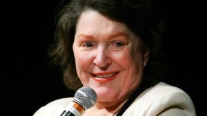 Majel Barrett-Roddenberry, widow of Star Trek creator Gene Roddenberry, speaks at the fifth annual official Star Trek convention at the Las Vegas Hilton August 20, 2006