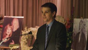 Macchio speaks at Pat Moritas service