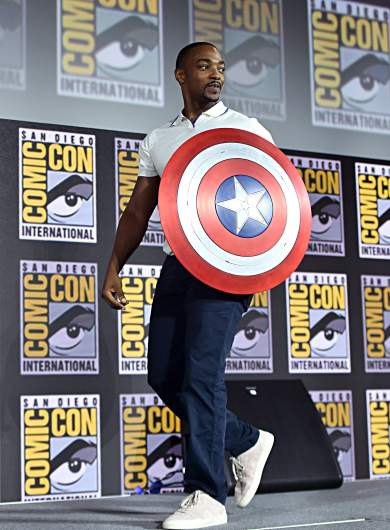 Anthony Mackie With Captain America's Shield