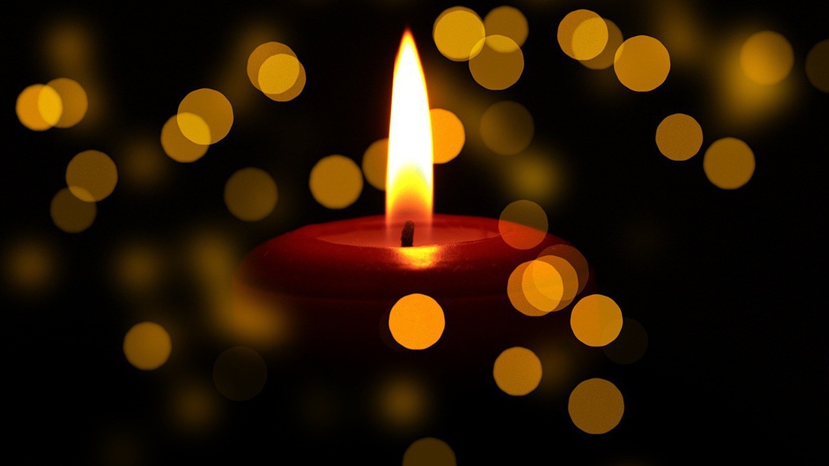 Lit candle