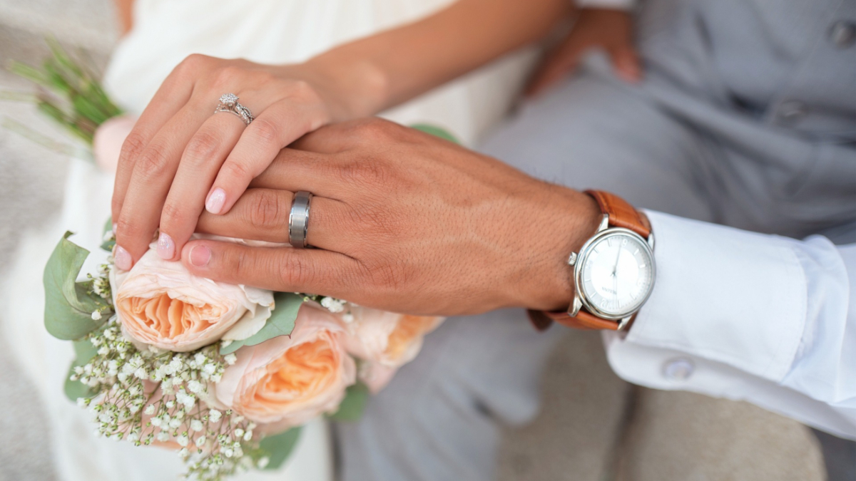 A bride and groom.