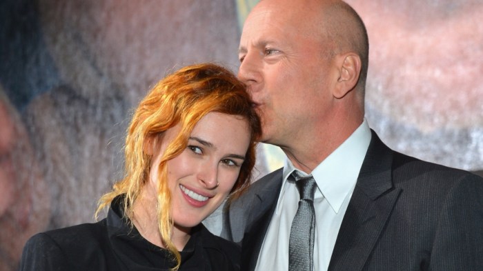 Rumer Willis and Bruce Willis.