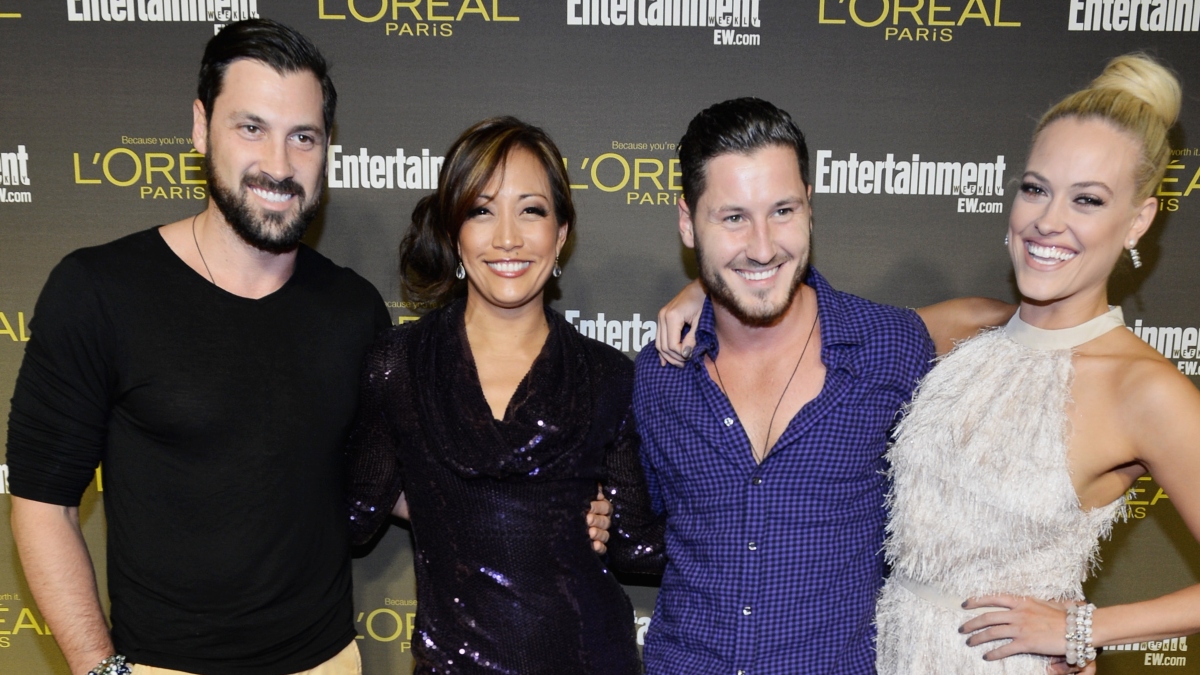 Maksim Chmerkovskiy, Carrie Ann Inaba, Val Chmerkovskiy, and Peta Murgatroyd