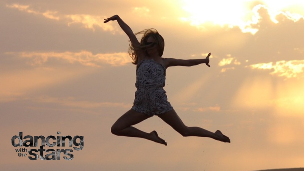 A woman jumping.