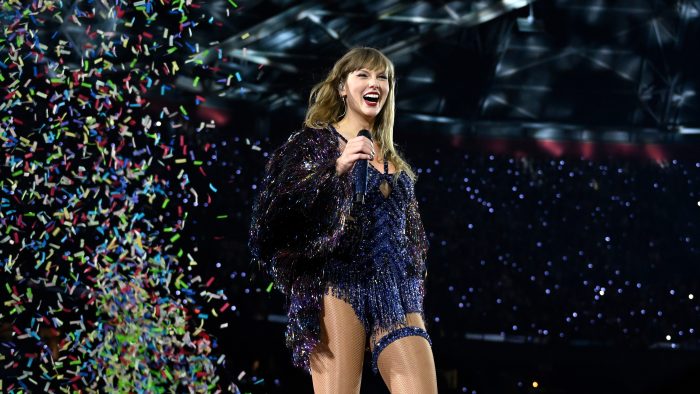 Taylor Swift on stage at the Eras Tour.