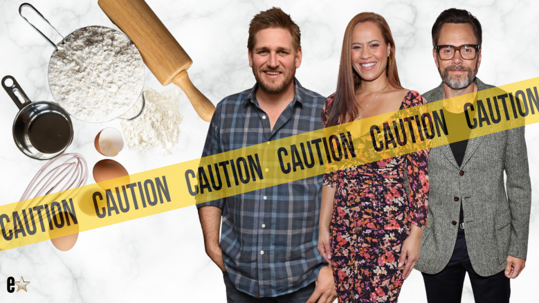 Joel McHale, Yolanda Gampp, and Curtis Stone for "Crime Scene Kitchen"