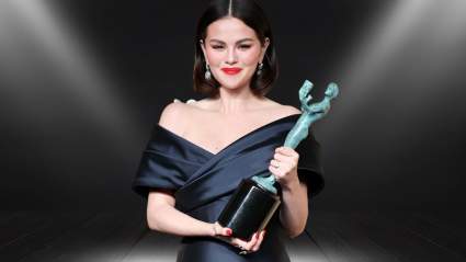 Selena Gomez Wows in Custom Navy Dress at SAG Awards