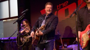 Blake Shelton performing on The Voice