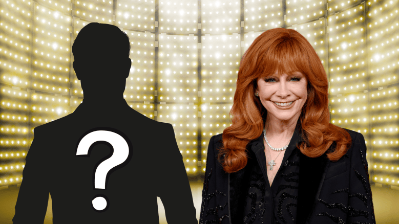 Reba McEntire posing with a mystery man.