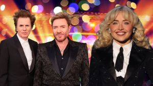 John Taylor and Simon Le Bon of Duran Duran and Sabrina Carpenter