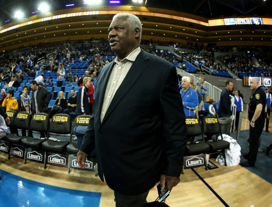 NBA legend Oscar Robertson attends a game