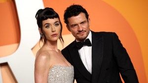 Katy Perry (L) and English actor Orlando Bloom