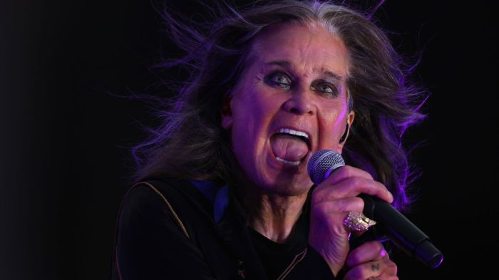 Ozzy Osbourne performs during half-time of the NFL game between the Los Angeles Rams and the Buffalo Bills at SoFi Stadium on September 08, 2022
