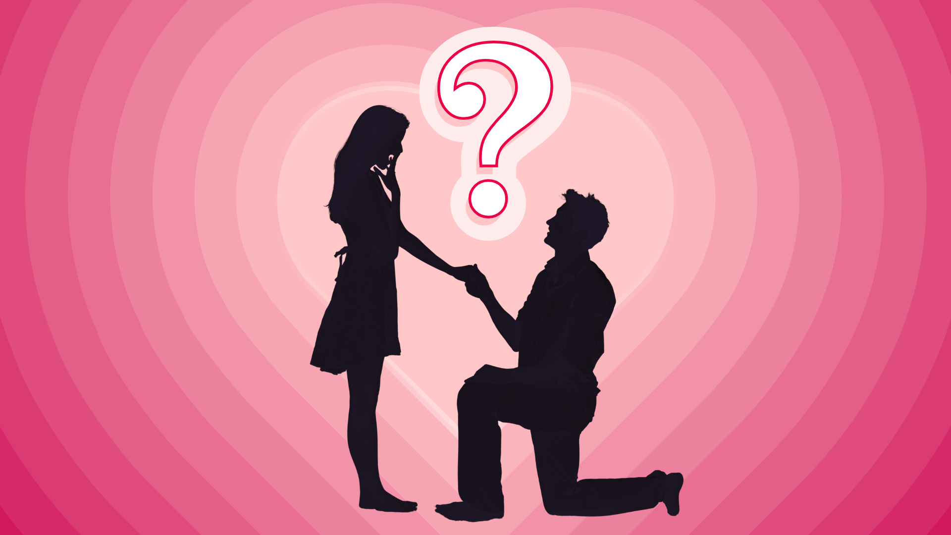 A man proposing to a woman in silhouette