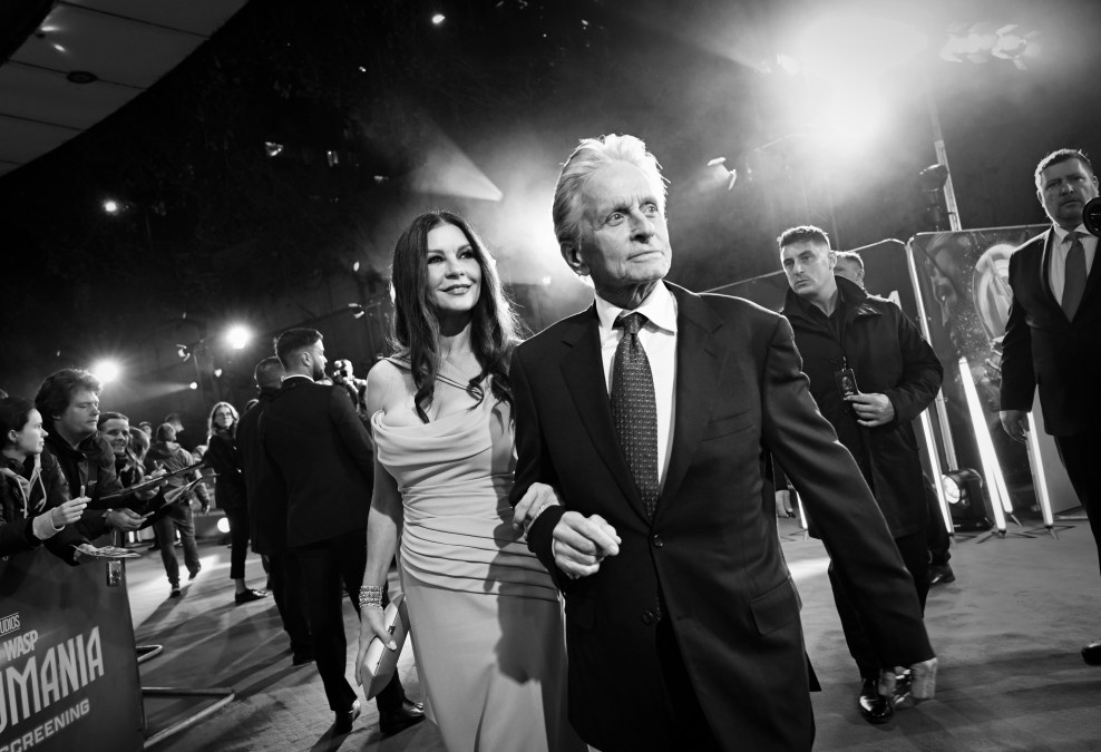 Catherine Zeta-Jones and Michael Douglas attend the UK Gala Screening of Marvel's Ant-Man and the Wasp: Quantumania