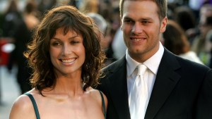 Actress Bridget Moynahan and quarterback Tom Brady and arrives at the Vanity Fair Oscar Party in 2005