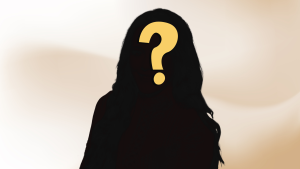 Silhouette of Jenelle Evans with question mark