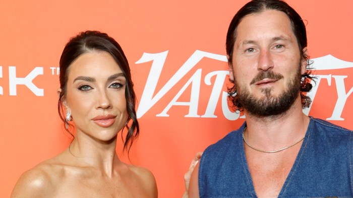Jenna Johnson Chmerkovskiy and Valentin Chmerkovskiy pose for photos