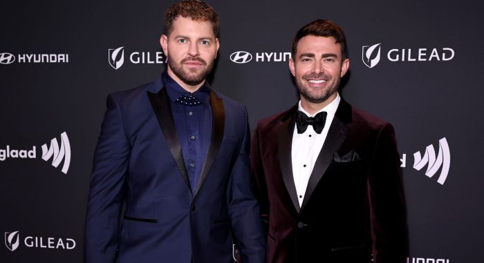 aymes Vaughan and Jonathan Bennett attend the 35th Annual GLAAD Media Awards New York on May 11, 2024 in New York City