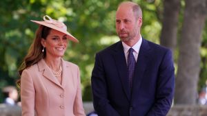 Catherine, Princess of Wales and Prince William, Prince of Wales welcome French President Emmanuel Macron and his wife Brigitte Macron (not pictured) to Windsor Castle on July 8, 2025
