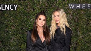 Kyle Richards and Dorit Kemsley attend Wheelhouse's Spoke Studios and the Agency's "Buying Beverly Hills" premiere party at Wheelhouse on November 02, 2022 in West Hollywood, California
