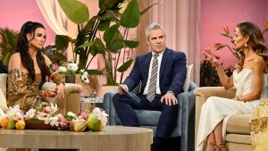 THE REAL HOUSEWIVES OF BEVERLY HILLS -- "Reunion" -- Pictured: (l-r) Kyle Richards, Andy Cohen, Dorit Kemsley