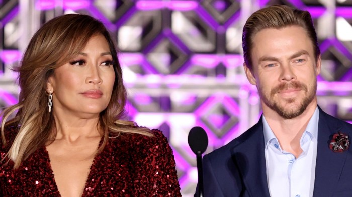 Carrie Ann Inaba and Derek Hough onstage