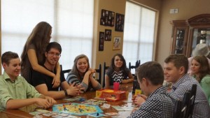 Duggar family at a table