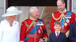 Queen Camilla, King Charles III, Prince Louis of Wales and Prince William, Prince of Wales on the balcony of Buckingham Palace during Trooping The Colour 2025 on June 14, 2025 in London, England. Trooping The Colour is a ceremonial parade celebrating the official birthday of the British Monarch