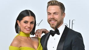 Hayley Erbert and Derek Hough smiling at an event