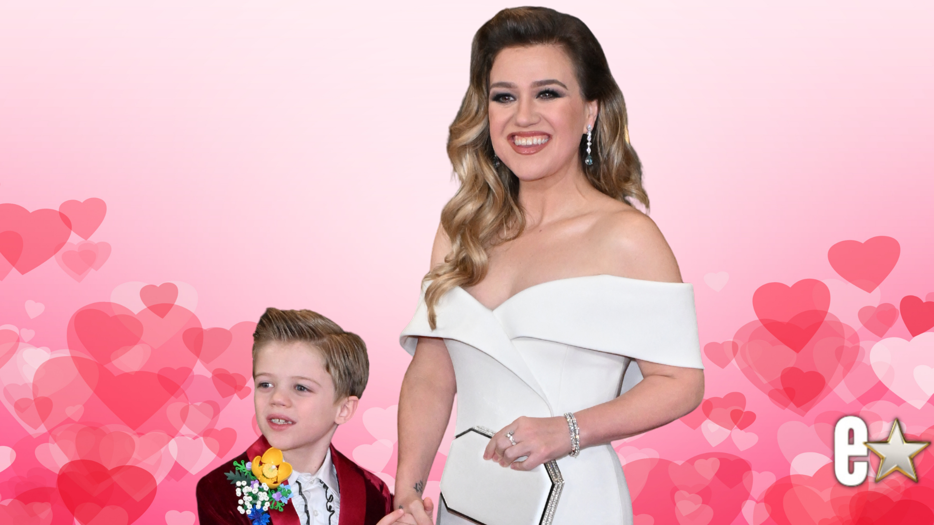 Kelly Clarkson and her son Remy pose for photos