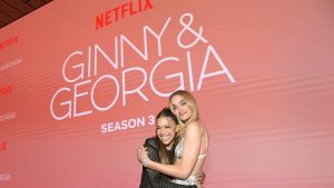 (L-R) Antonia Gentry and Brianne Howey attend the Ginny & Georgia S3 Special Screening at Netflix Home Theater