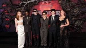 Sadie Sink, Caleb McLaughlin, Finn Wolfhard, Gaten Matarazzo, Noah Schnapp and Millie Bobby Brown