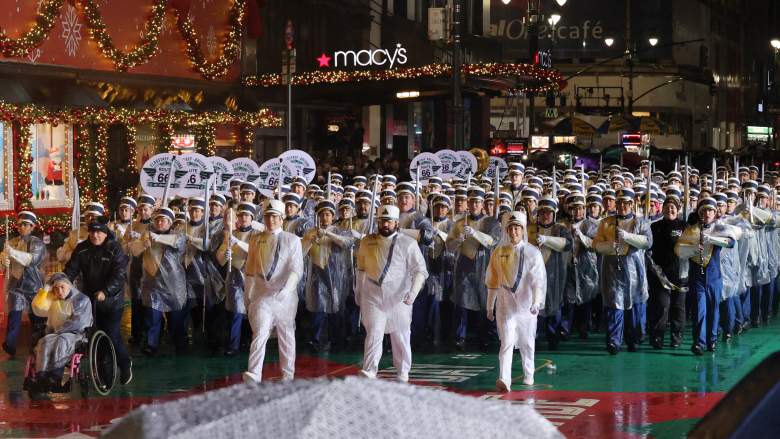 Northern Arizona University Lumberjack Marching Band perform during the 2025 Macy's Thanksgiving Day Parade rehearsals on November 25, 2025 in New York City.