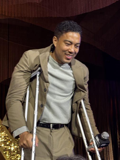 Jason Caperna with crutches at the Bravocon 2025