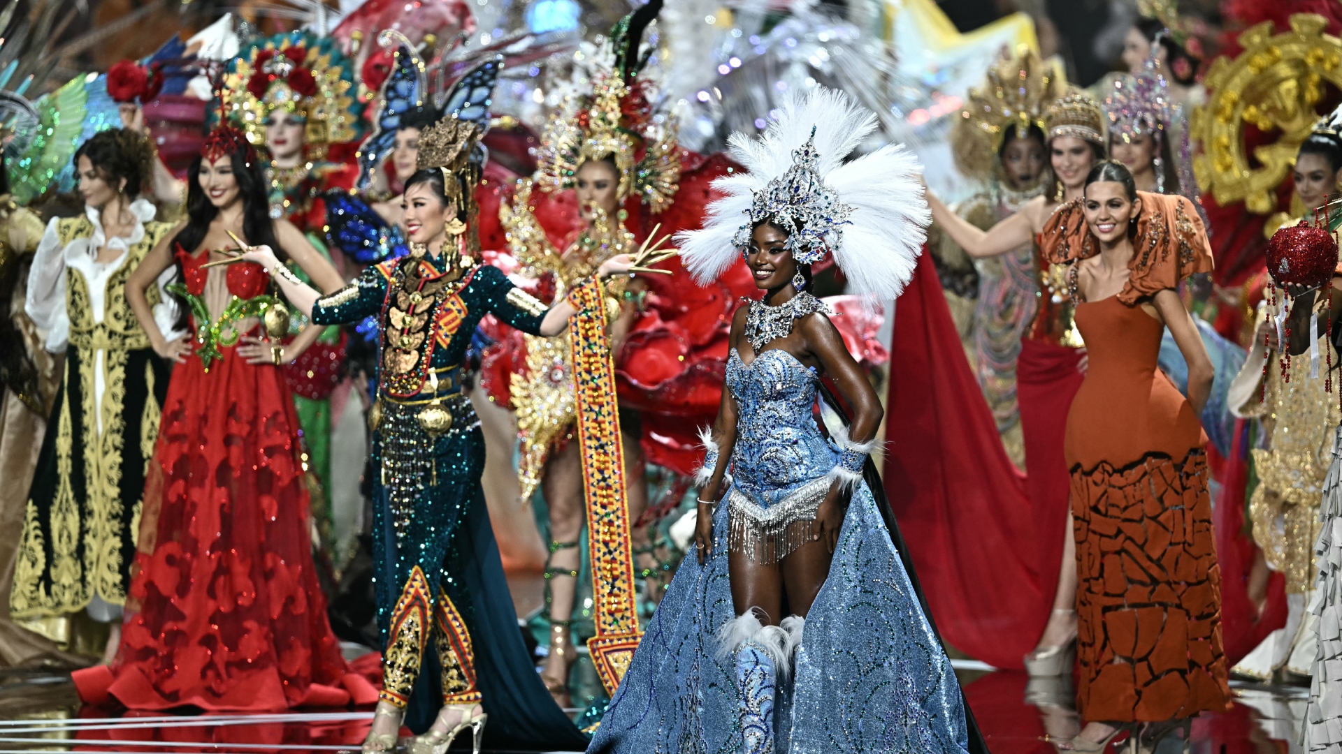 Miss Universe 2025 delegates in national costumes