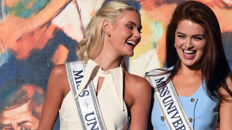 Miss Universe Victoria Kjaer and Miss Universe Honduras, Stephanie Cam smiling