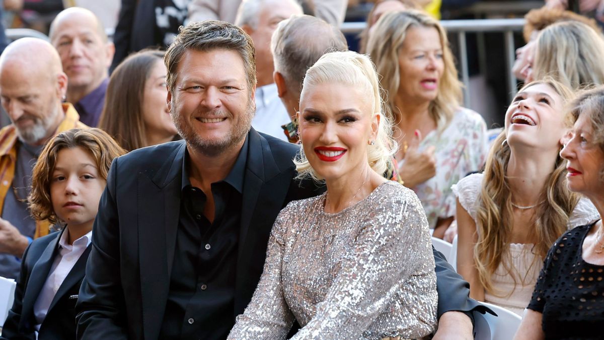 Apollo Rossdale, Blake Shelton, Gwen Stefani and Patti Stefani attend the Hollywood Walk of Fame Star Ceremony Honoring Gwen Stefani on October 19, 2023
