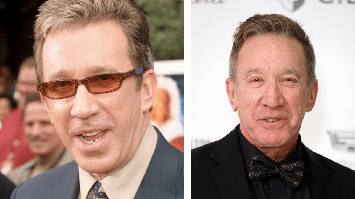 Tim Allen at "The Santa Claus 2" premiere October 27, 2002; Tim Allen attends the Elton John AIDS Foundation's on March 10, 2024