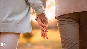 A couple holding hands