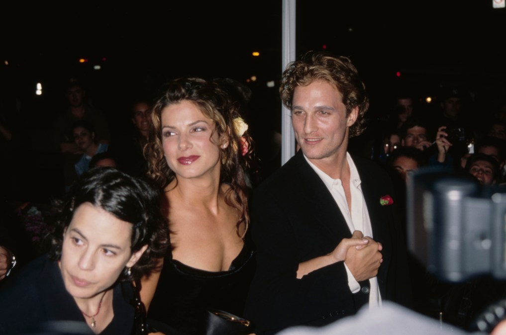 Sandra Bullock smiling with Matthew McConaughey