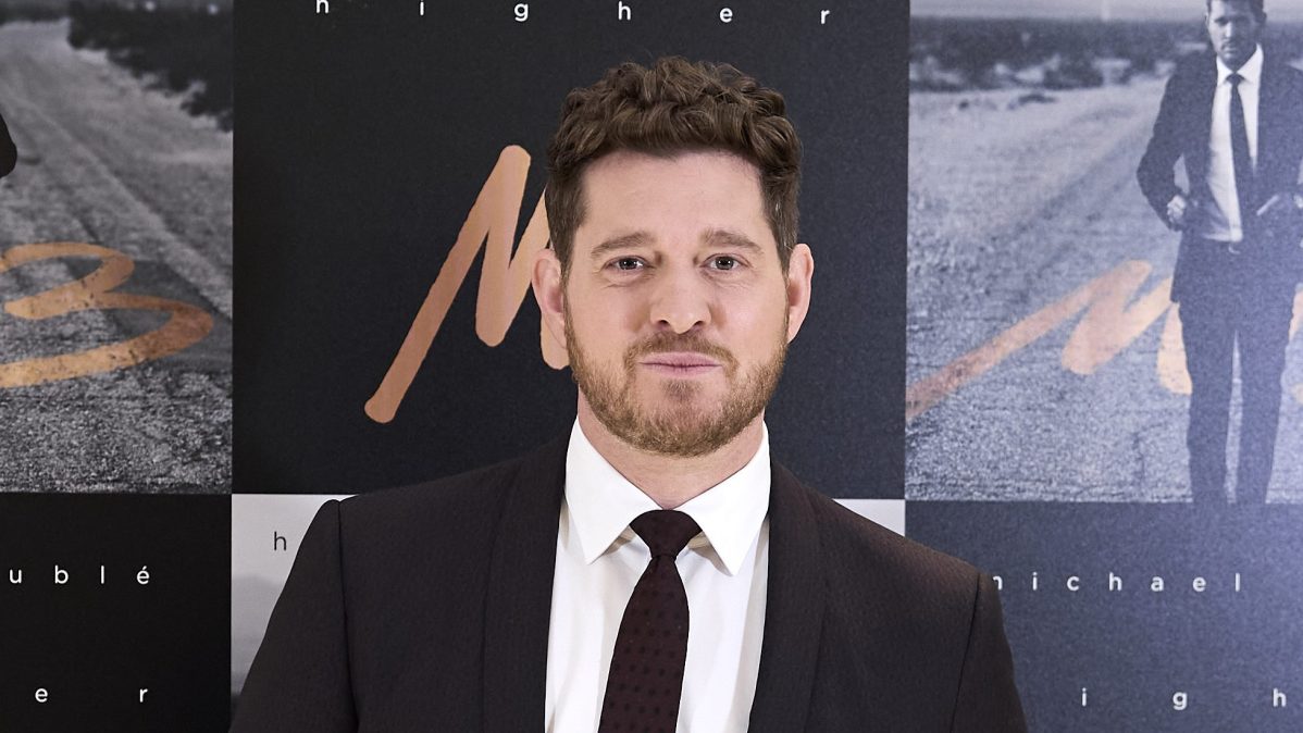 Michael Buble in black suit and tie