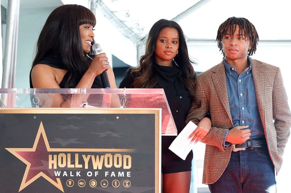 Angela Bassett, Bronwyn Golden Vance and Slater Josiah Vance speak onstage during The Hollywood Walk of Fame Star Ceremony