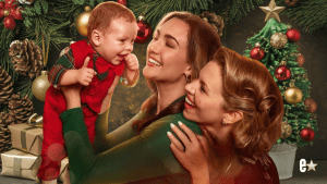 Ali Liebert, Katherine Barrell, and baby smiling together