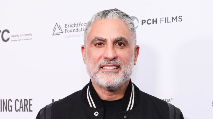 Reza Farahan attends the Los Angeles Premiere of "Taking Care" hosted by Seth Rogen and Lauren Miller Rogen at Harmony Gold Preview House on April 16, 2025 in Los Angeles, California