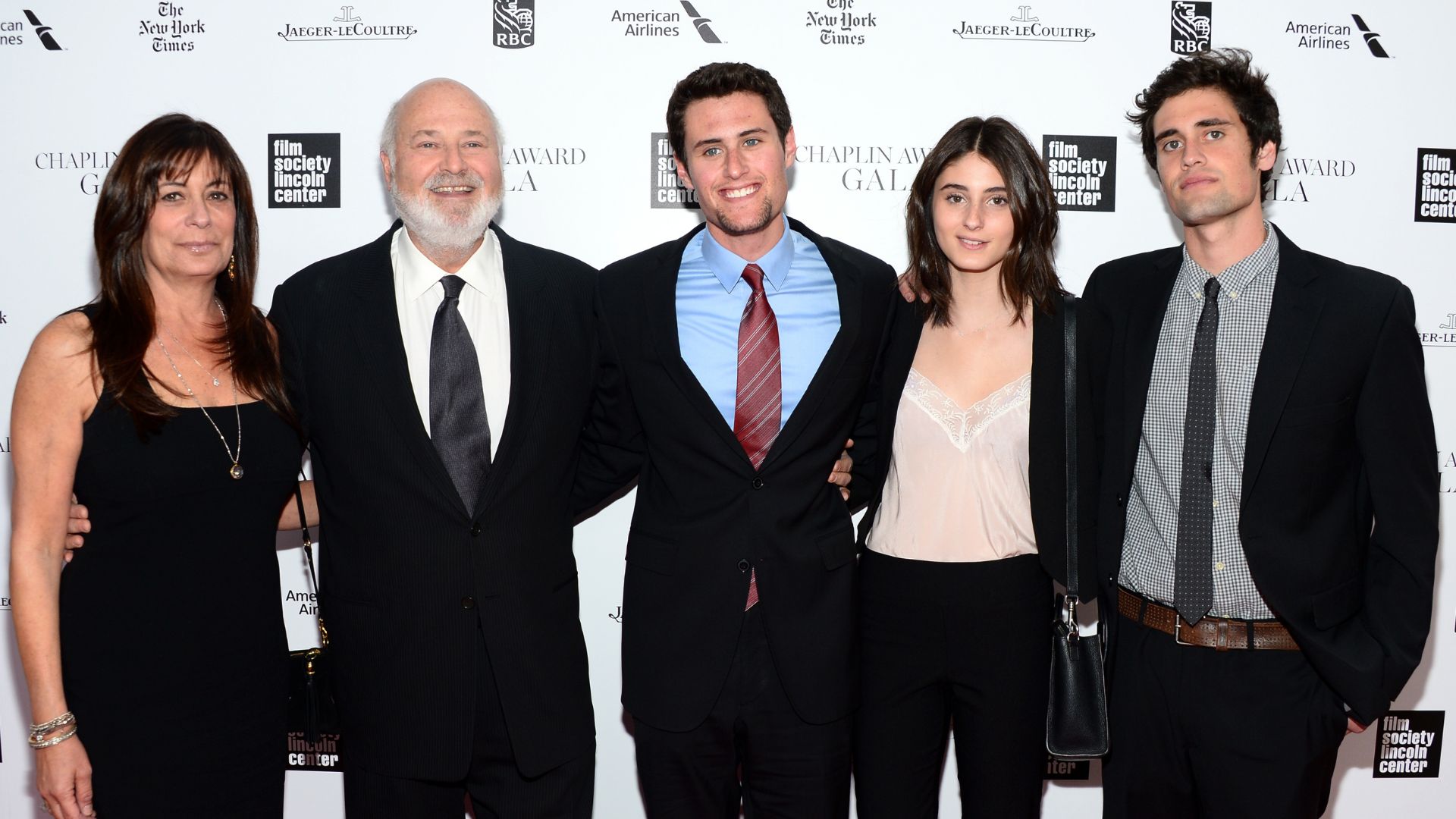 Honoree Rob Reiner poses with family at the 41st Annual Chaplin Award Gala at Avery Fisher Hall at Lincoln Center for the Performing Arts on April 28, 2014 in New York City